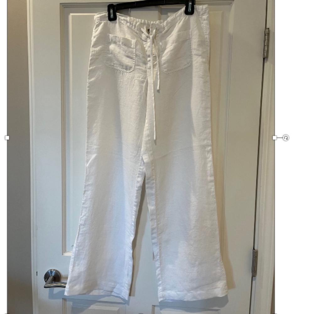 VINCE Linen Drawstring Pants - Color White - Size Small